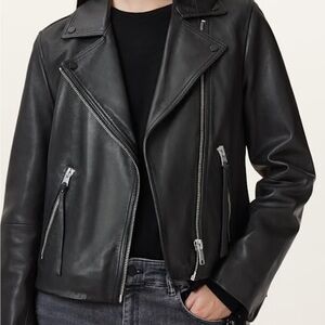 Allsaints Dalby Women’s Black Leather Moto Jacket US 2